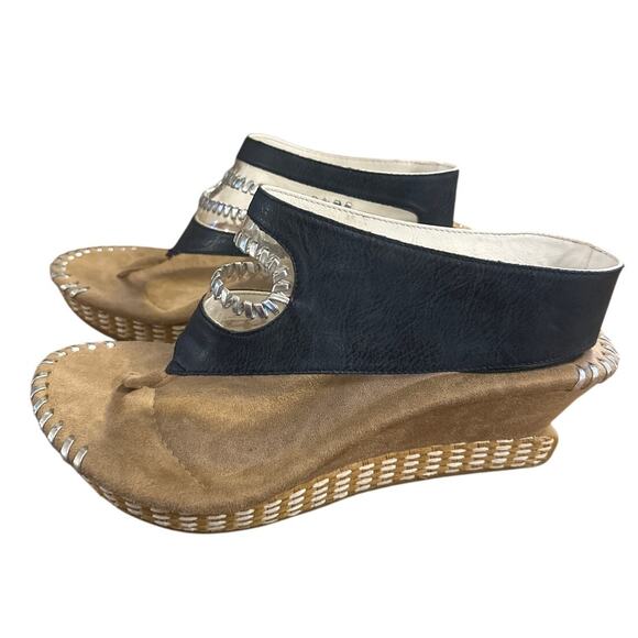 Women 10 Reversibles Modzori Tita 5 Leather Sandals Black White Shoes Wedges - Picture 3 of 9